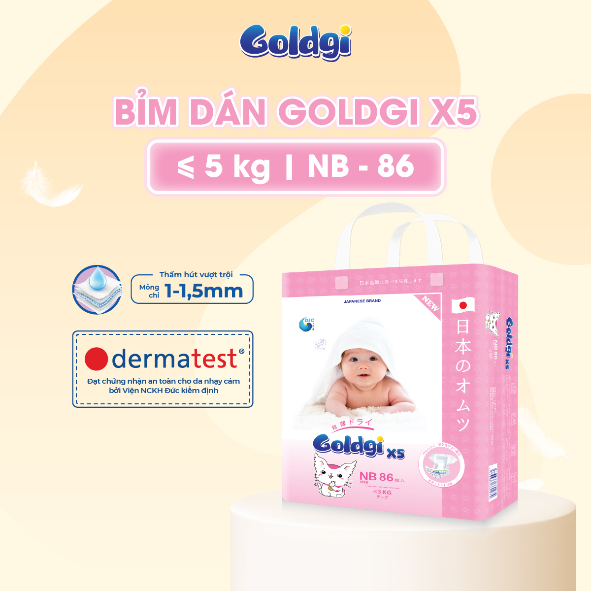 Bỉm Nhật GOLDGI X5 New size Newborn