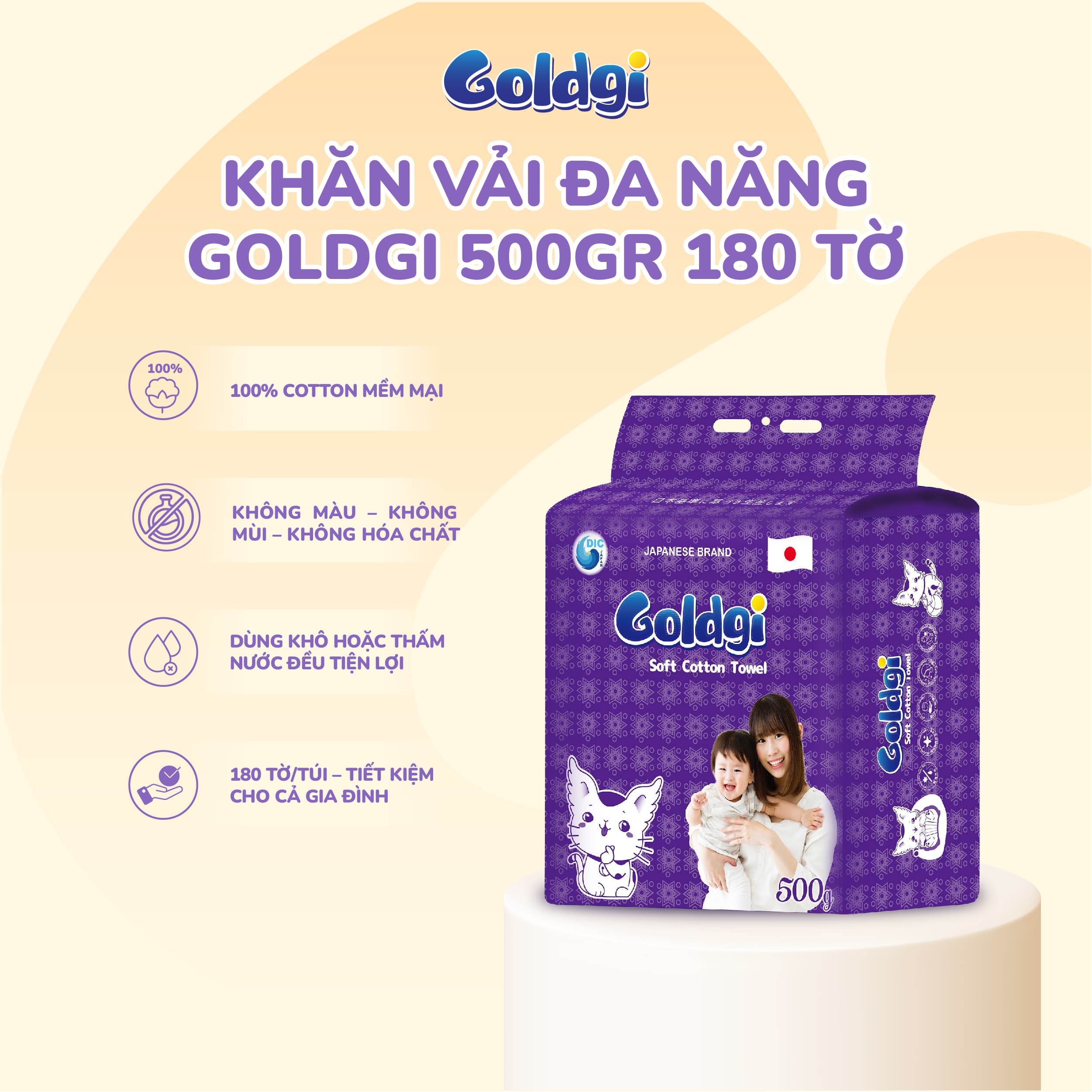 Khăn vải đa năng Goldgi 500gr 180 tờ