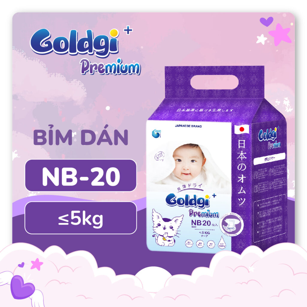 Bỉm Nhật Goldgi+ Premium NB 20 miếng - GoldGi+